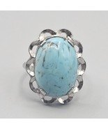 Sterling Silver Hubbel Art Glass Ring Size 5.5 Southwest Light Blue Cabo... - $743.65 MXN