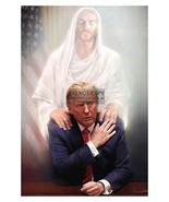 JESUS HOVERING OVER PRESIDENT DONALD TRUMP HANDS ON SHOULDERS 4X6 PHOTO - £6.26 GBP