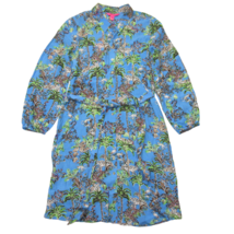 NWT Lilly Pulitzer Bethanne in Blue Thistle Tiger Queen Belted Shirt Dress L - £95.92 GBP