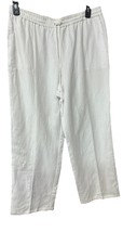 Grace Element Crisp White Linen pants Drawstring Elastic Waist Pockets XL - $31.13 CAD