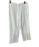Grace Element Crisp White Linen pants Drawstring Elastic Waist Pockets XL - $30.88 CAD