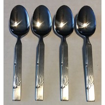 Clover Stainless Steel Teaspoons With Bamboo Pattern Handles 5.25&quot; Set Of 4 - £12.55 GBP