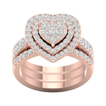 Authenticity Guarantee 
10K Rose Gold 1ct TDW Heart Shaped Cluster Halo Brida... - £1,227.18 GBP