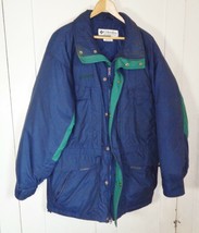 Columbia Mens Ski Winter Jacket Large Navy Green Blue Pockets Insulated - £18.35 GBP