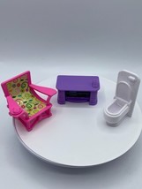 Fisher Price Little People Camping Chair & Miniature Dollhouse Toilet & Stereo - £4.45 GBP