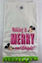 NWT Disney Parks Minnie Mickey Mouse Making It Merry Bright Tea Towel Christmas - £15.65 GBP