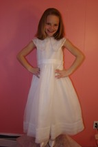 Cherish Apparel First Communion Dress #319T White Sleeveless Organza Pleated Hem - £63.65 GBP