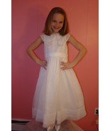 Cherish Apparel First Communion Dress #319T White Sleeveless Organza Ple... - $2,165.74 MXN