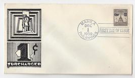 Philippines 1959 FDC Sc 809 1c Surcharge Ovpt Franked on back Thermograp... - £4.64 GBP