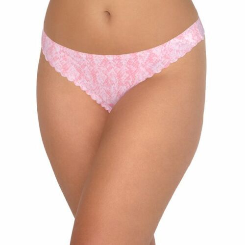 Primary image for Secret Treasures Women's Scalloped No Show Thong Panties X-SMALL Pink White