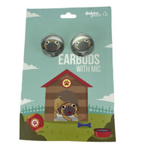 Gabba Goods Pug Dog Earbuds Headphones with Mic, White Cable NEW Sealed - £7.75 GBP