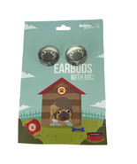 Gabba Goods Pug Dog Earbuds Headphones with Mic, White Cable NEW Sealed - £7.64 GBP