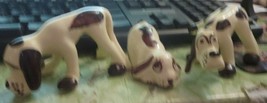 Basset Hound Dog Sniffing leg lifting White Brown Spot Ceramic Figurines... - $18.49