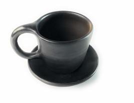 Chocolate Coffe Cup Mug 9.5 Onz Black Clay 100% Handcrafted - £31.13 GBP