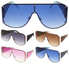 Xl Oversized Flat Top One Piece Shield Lens Luxury Aviator Sunglasses Fancy Vtg - £6.35 GBP