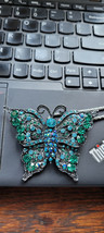 New Betsey Johnson Necklace Butterfly Blue Greenish Rhinestone Summer Collect - £11.98 GBP