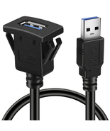 Square Single Port USB 3.0 Panel Flush Mount Extension Cable with Buckle... - $11.43