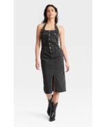 Universal Thread Women&#39;s Sleeveless Denim Midi Dress Size 14 Black Wash New - $42.99
