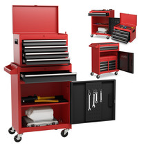 2 In 1 Rolling Tool Box Organizer Tool Chest W/ 5 Sliding Drawer Durable - £198.15 GBP