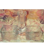 Pressed Glass Double Open Salt Cellar with toothpick/small spoon holder - $15.00