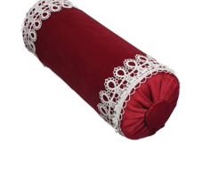 Red Bolster Pillow, High Quality Velvet Classic Pillow Shabby Chic Pillow 6x16&#39;&#39; - £42.24 GBP