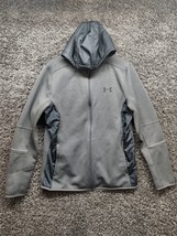 Under Armour Hooded Athletic Jacket Adult Medium Gray Full Zip Loose Cold Gear - £22.14 GBP