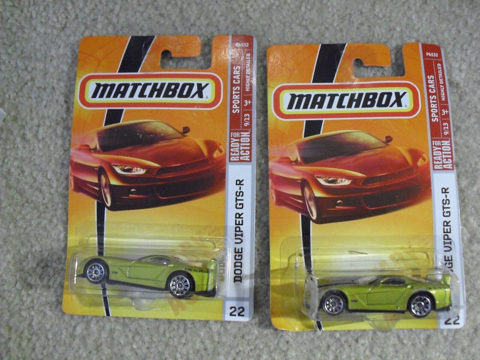 Primary image for Lot of 2 2008 Matchbox #22 Dodge Viper GTS-R Cars P6532
