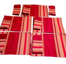 Set of 5 Placemats &amp; 7 Napkins Threshold Red Stripe Thick Cotton Xmas Table - $12.99