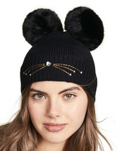 Kate Spade New York Hat Embellished Cat Knit Beanie Black - £53.02 GBP