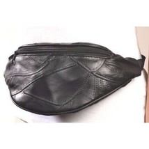 Waist Pouch Pack Black Patch Leather Zippered Pockets for Wallet Phone T... - $17.57