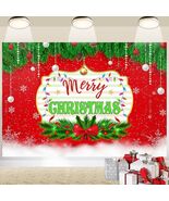 Merry Christmas Backdrop Red Green Balls Leaves Party Decoration 7x5Ft - $266.32 MXN