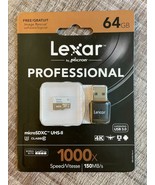 Lexar Pro 64GB 1000X MicroSDXC Memory Card + USB Reader UHS-II C10 U3 4K... - £15.72 GBP