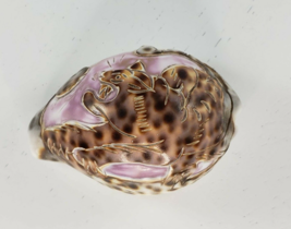 Carved Cat Tiger Leopard Cypraea Tigris Cowrie Shell 3&quot; - $19.99