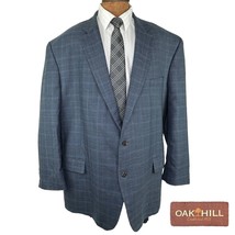 OAK HILL Blue Plaid Wool Sport Coat Blazer Size 56R - £95.97 GBP