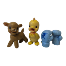 Lot (3) Vintage Baby Rubber Squeak Squeaky Toys - Lamb, Chick, Boxing Gloves - £23.84 GBP