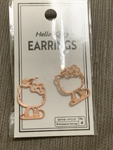 Hello Kitty Silver Accessory Earrings Pink Gold Color - £22.64 GBP