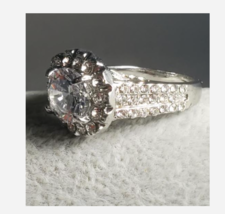 SILVER MULTI RHINESTONE COCKTAIL RING SIZE 4 5 6 7 8 9 - £31.84 GBP