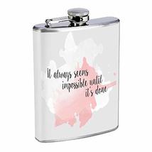 Impossible Until Done Hip Flask Stainless Steel 8 Oz Silver Drinking Whiskey Spi - £7.82 GBP