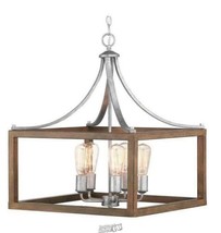 Boswell Quarter 5-Light Galvanized Pendant with Painted Chestnut Wood Accents - £126.98 GBP