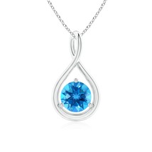 ANGARA Natural Swiss Blue Topaz Solitaire Infinity Twist Pendant in Silver (6mm) - £112.27 GBP+