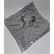 Gray Elephant Lovey Plush Baby Toy Minky Dot Satin Trim Underside Sewn Eyes - £11.64 GBP