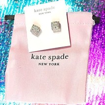 Kate Spade Mini Small Square Stud Earrings - Opal Glitter Brand New With... - $34.64