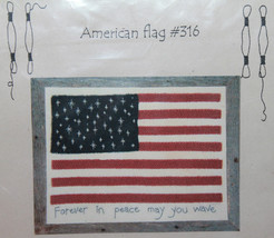 Cottage Needleworks American Flag #316 Embroidery Kit 18x22 Cotton Muslin NEW - £22.18 GBP