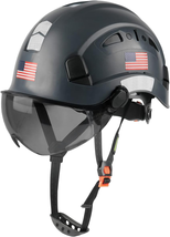 Safety Helmet Hard Hat with Visor Chinstrap Adjustable Lightweight Vented ABS - £71.21 GBP