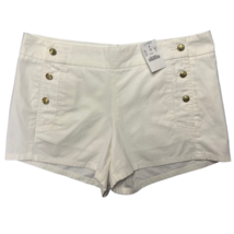 J Crew Womens Sailor Shorts White Pocket Mid Rise Gold Side Buttons Cott... - £26.57 GBP