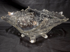 Vintage 13&quot; CAMBRIDGE Elegant Art Glass CHANTILLY Etched Floral Footed Bowl - $24.54