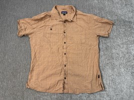 Patagonia Shirt Mens XL Orange Short Sleeve Button Hemp Cotton Camp Hiki... - $24.74
