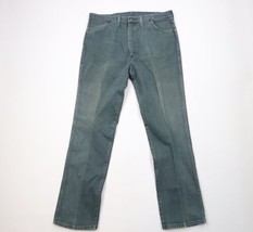 Vintage 90s Wrangler Mens Size 36x34 Distressed Wide Leg Denim Jeans Green USA - £43.48 GBP