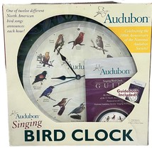 Audubon Singing Bird Clock New in Box White Trim - $28.80
