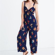 NWOT MADEWELL Navy Plumeria Cutout Floral Wide Leg Jumpsuit Bird of Para... - $62.89